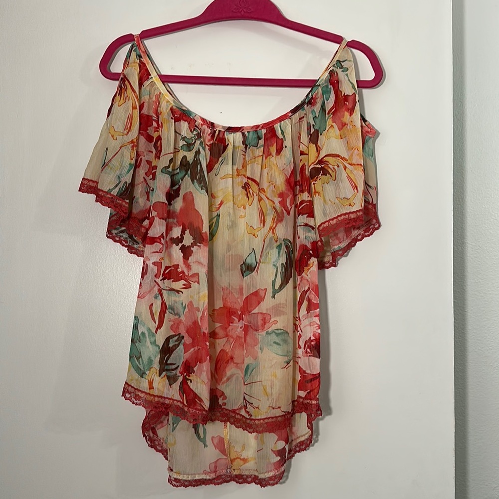 💕 Wrapper Sheer Floral Blouse